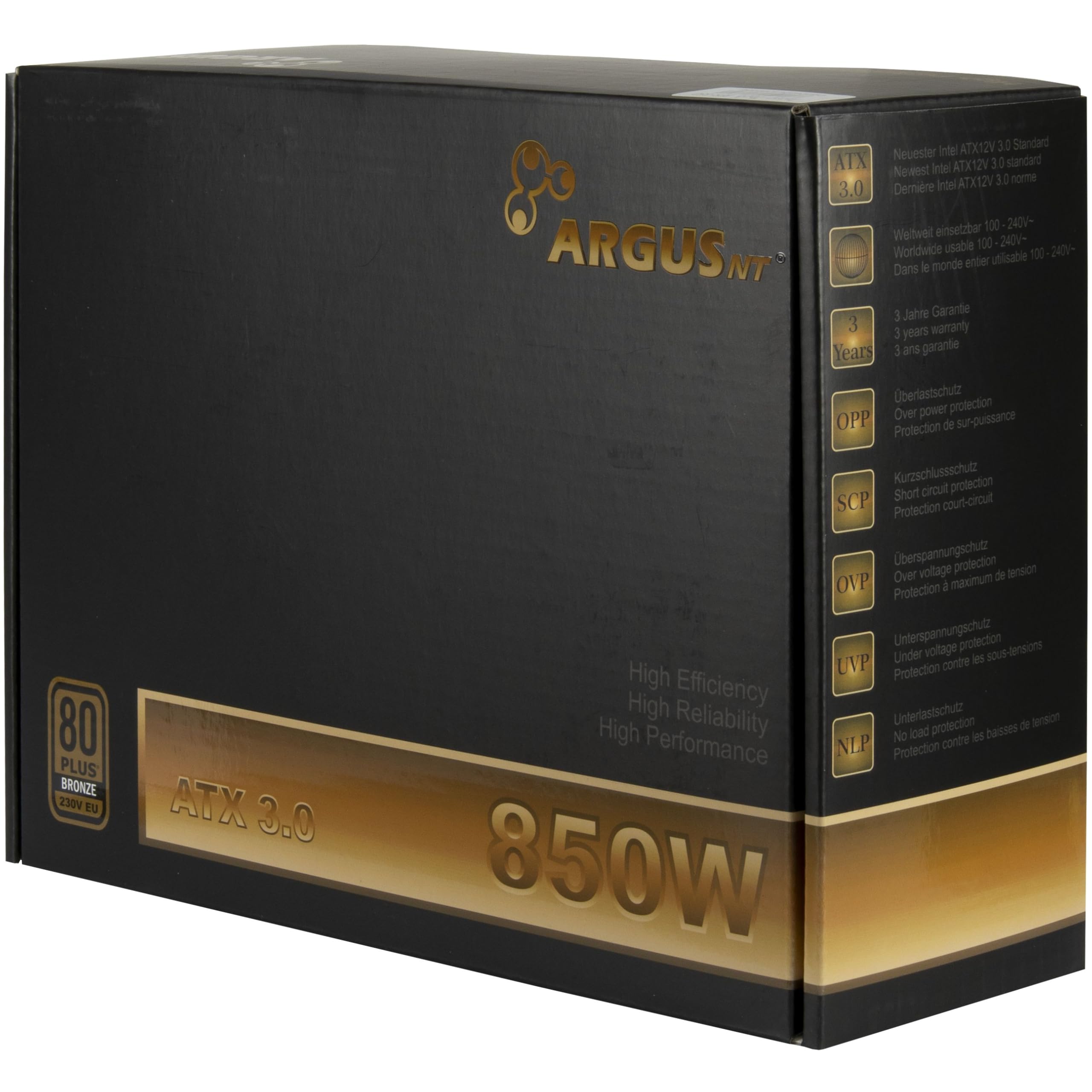 Inter-Tech Alimentatore 850 W ArgusNT BPS-850 Bronze ATX 3.0 ore.