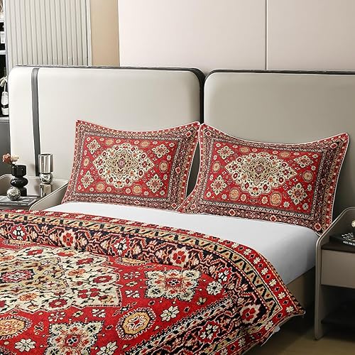 Miniatura 4 de Erosebridal Funda de edredón tribal bohemia de algodón puro, tamaño Queen, juego de ropa de cama exótica retro, funda de edredón bohemia de celosía