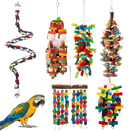 Seenelling 6 Pcs Extra Large Bird Parrot Toy Multicolored Natural
