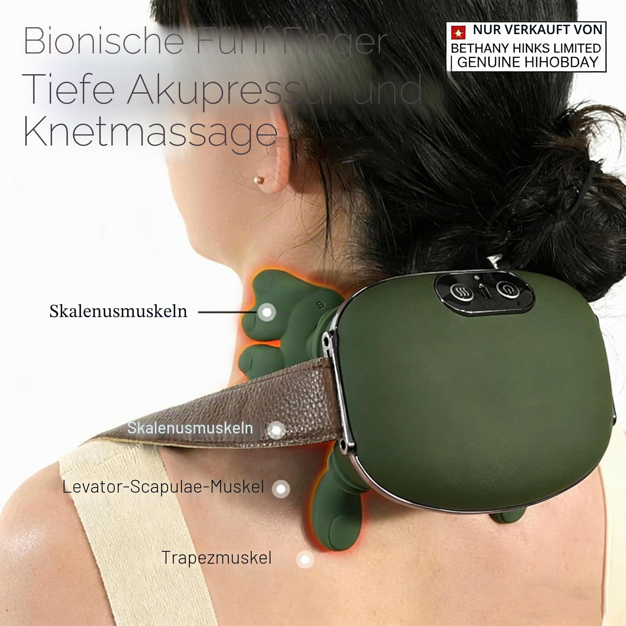 Nacken- und Schultermassagegerät, tragbares Shiatsu-Rückenmassagegerät, handgeformtes Tiefengewebe, 4D-Knetmassagegerät mit Wärme zur Schmerzlinderung und Muskelentspannung, Geschenke für