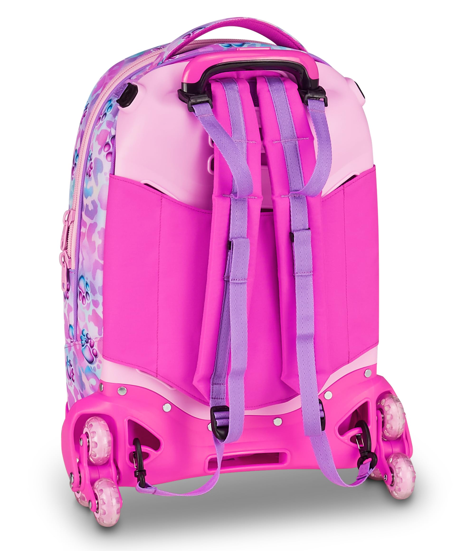 SJ GANG STYLE JAM GANG Trolley Jack 8 ruote GLOWCAT, Rosa, 34L, Scomponibile, Crossover System, 3 in 1, Spallacci a scomparsa, Tasca portaborraccia, Barra regolabile, Scuola elementare, Bambina