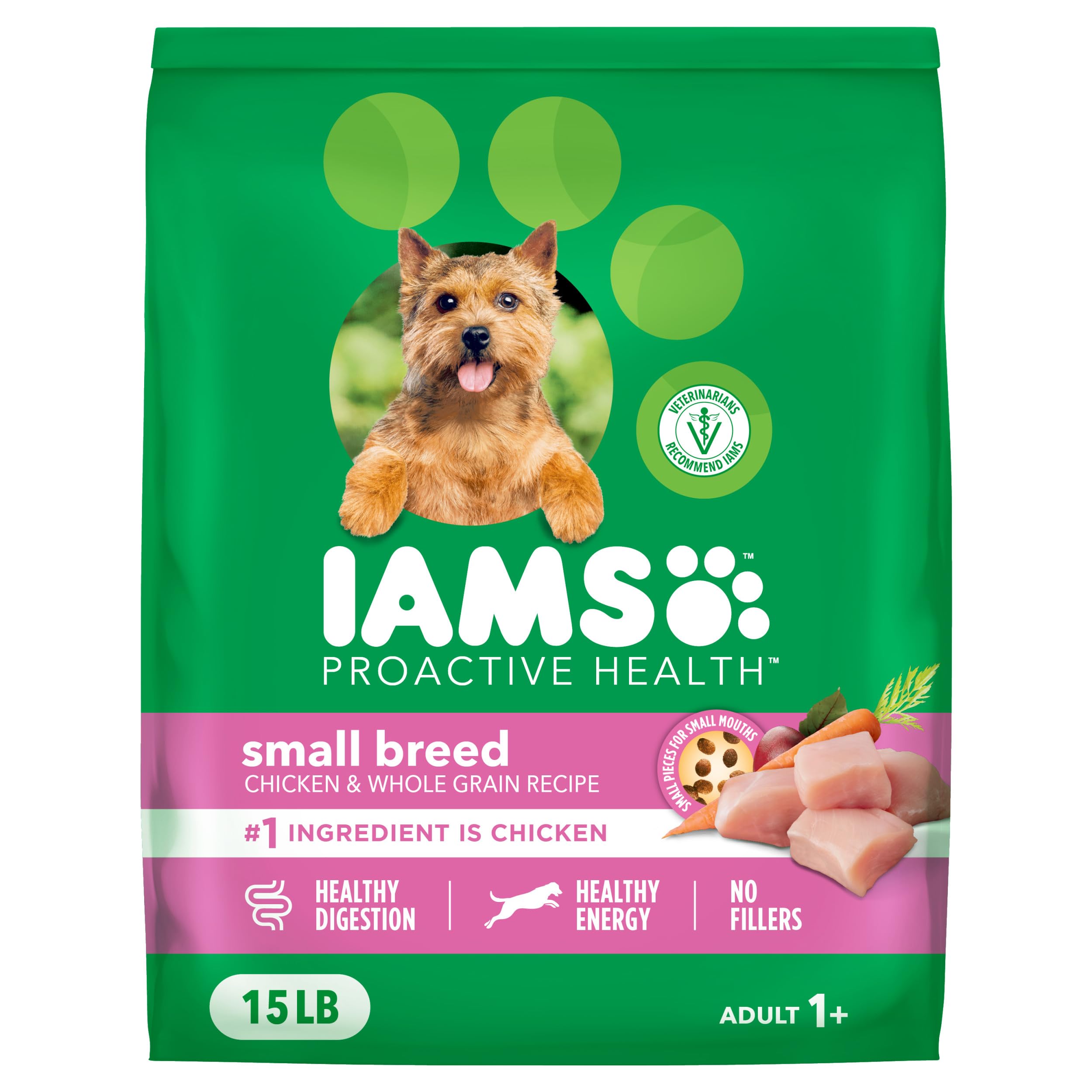 IAMS Proactive Health Small Breed Dog Food Dry with Real Chicken, 15 lb. Bag