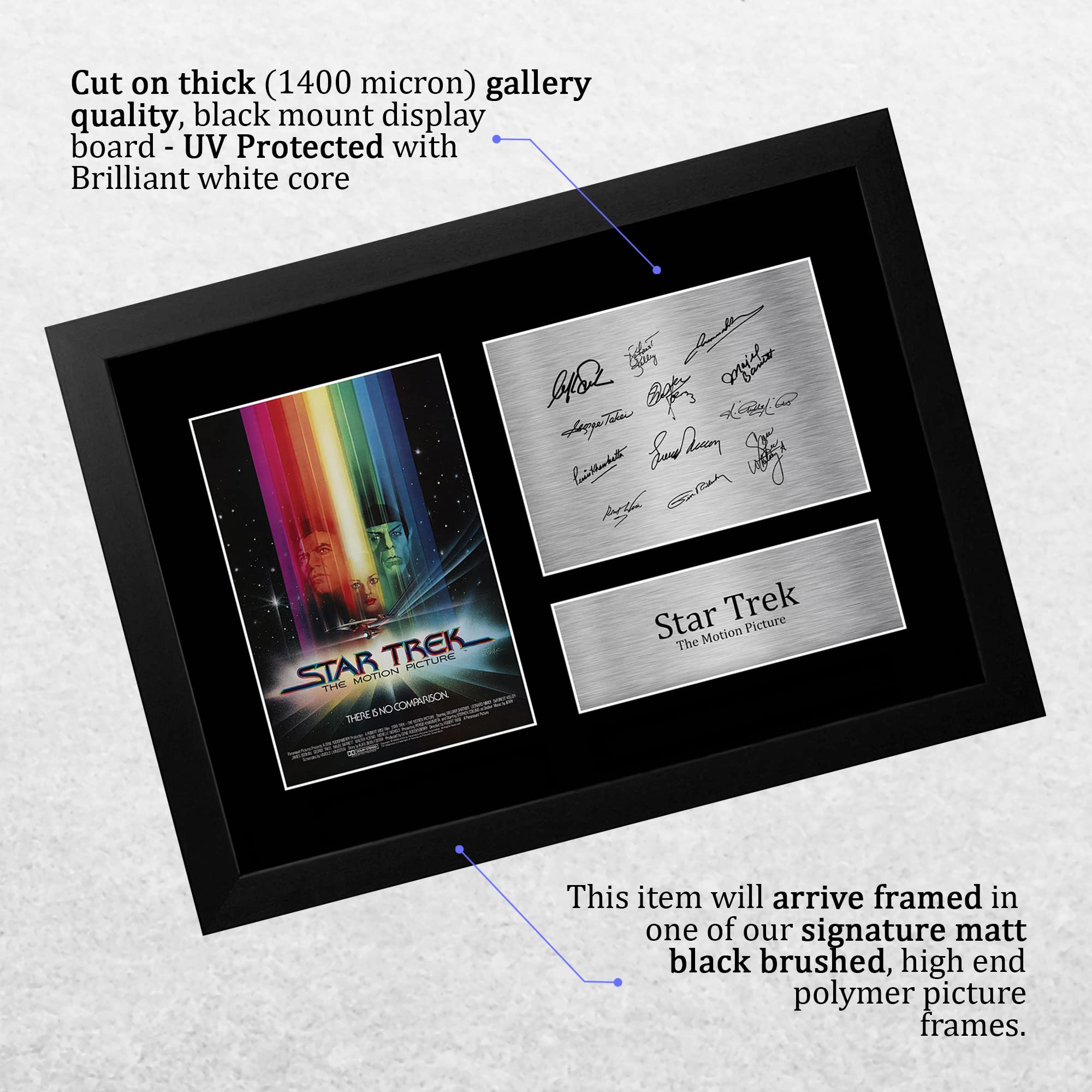 HWC Trading FR A4 Star Trek The Motion Picture Cast William Shatner, Leonard Nimoy Regali Stampati Autografo Firmato Immagine Per Gli Appassionati Di Memorabilia Di Film - A4 Incorniciato
