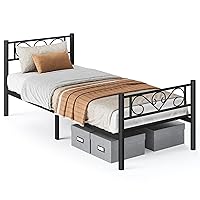 VASAGLE Struttura Letto Singolo, Letto a Doghe in Metallo per Materassi di 90 x 200 cm