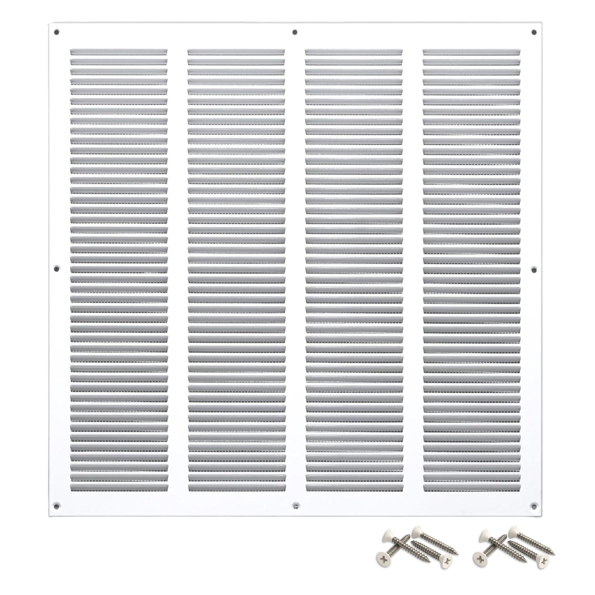 Steinberg14 White 400x400mm Metal Air Vent Cover with Insect Mesh - 16x16 inch Ventilation Grille - Air Vent Register for Walls and Ceilings - Ventilation Cover for Outdoor and Indoor