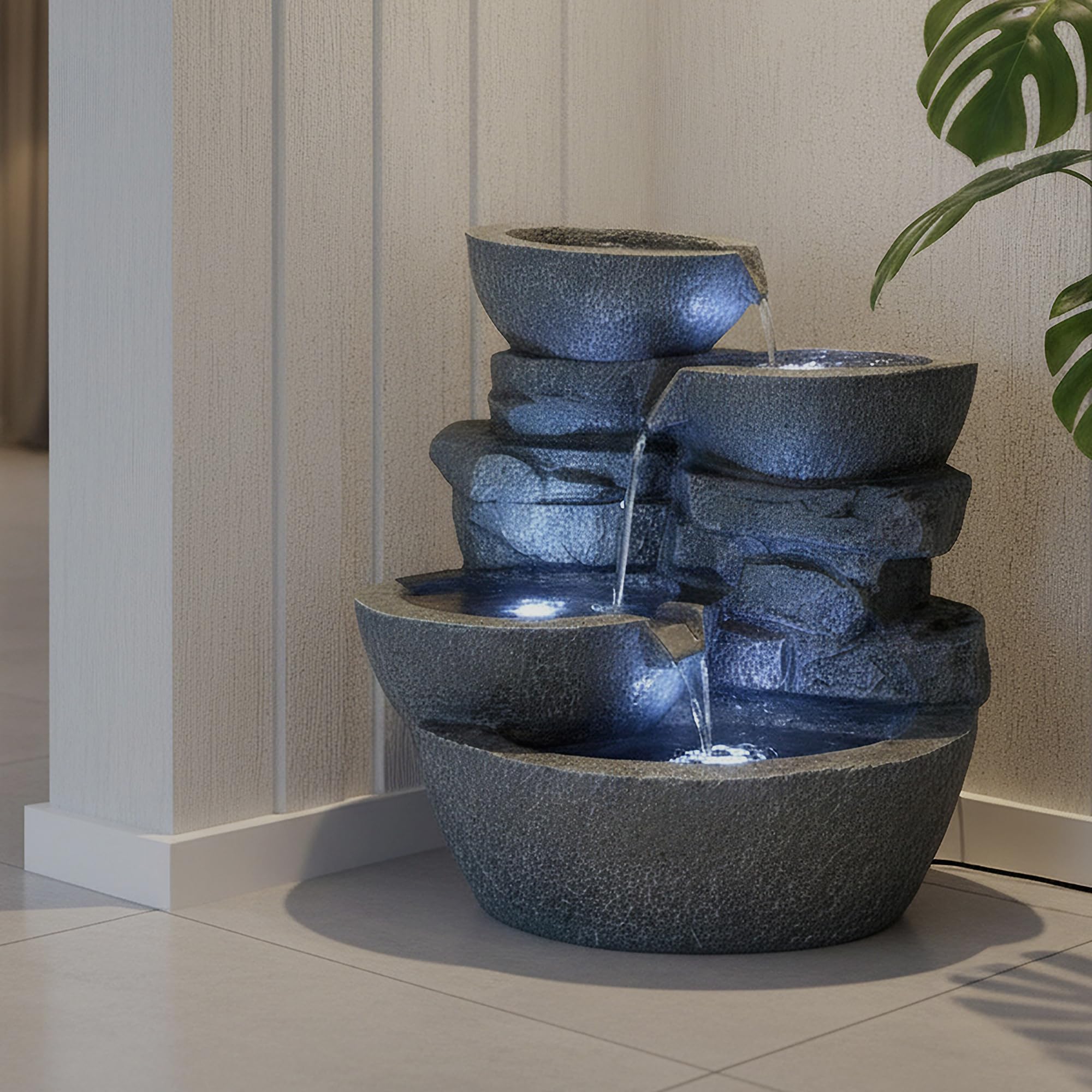Arnusa - Fuente para habitación con iluminación led para interior y exterior, fuente de jardín