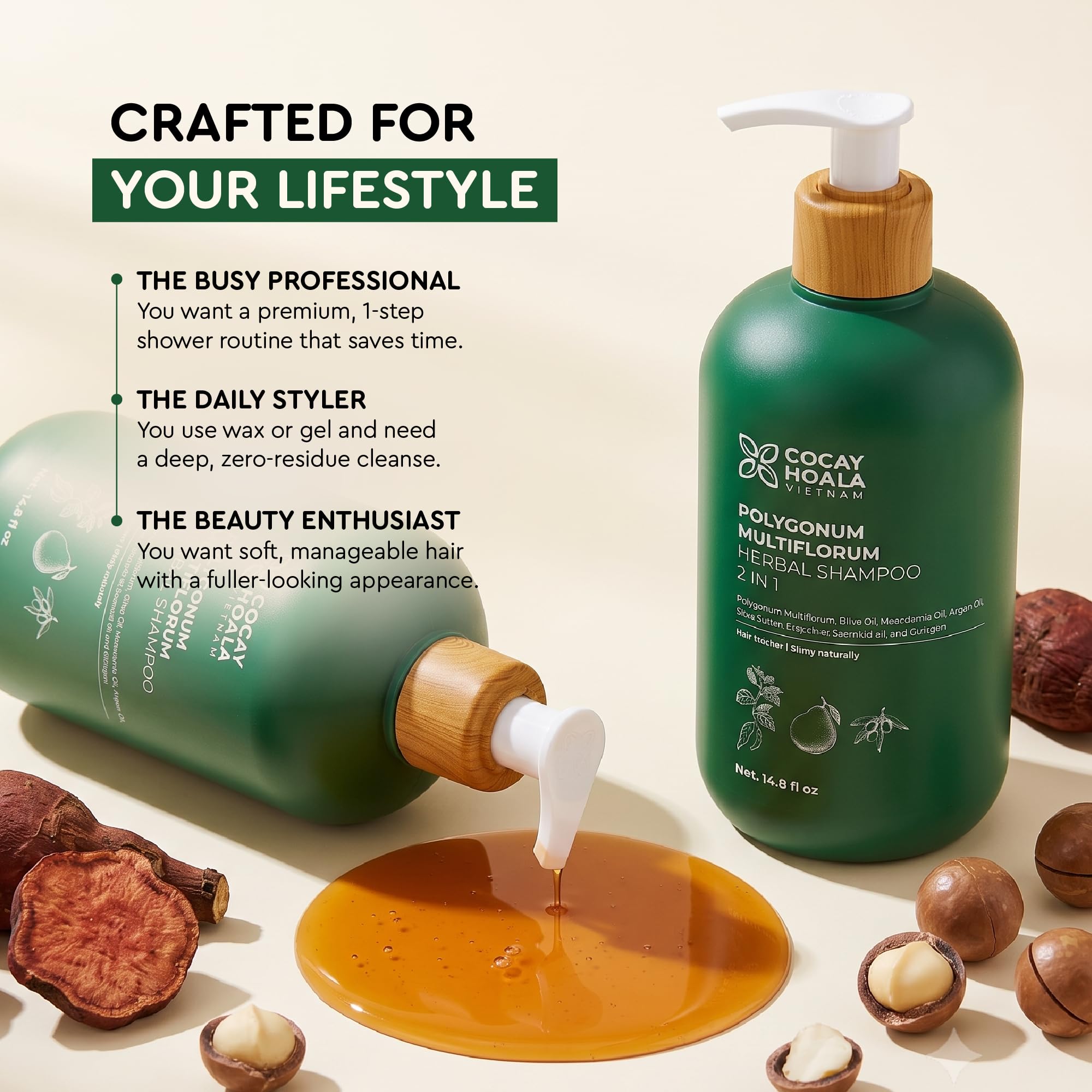 Hair Growth Shampoo with Polygonum Multiflorum, 14.8 oz, 2-in-1