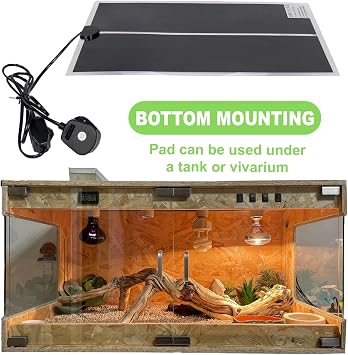 Reptile Heating Mat, 20W Reptile Heating Pad with Temperature Adjustment for Turtle Snakes Lizard Gecko Hermit Crab Turtle Amphibians, Removable Terrarium Heat Mats (42 x 28 cm)