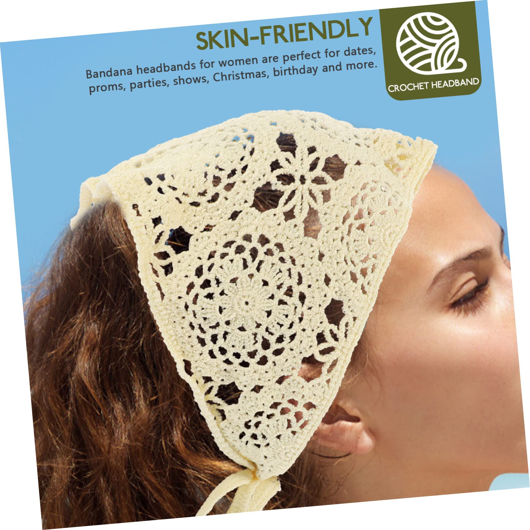 4stücke Blumige Häkel-haarbandanas Für Frauen Atmungsaktive Kopfstütze Für Mädchen Für Partys Alltag Und Feste
