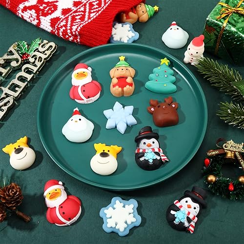 Miniatura 5 de Jerify 24 piezas de patos de goma de Navidad, oso, pingüino, juguetes para perros, juguetes de animales de Navidad, juguetes para aliviar el estrés,