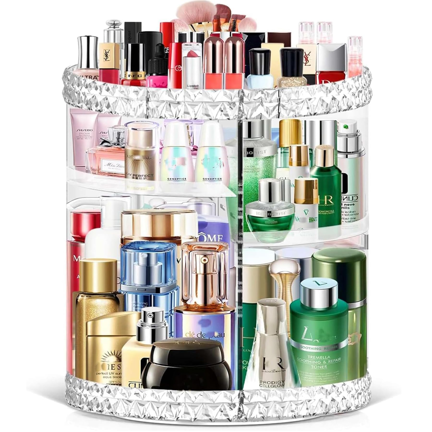 TiKenSo 360 Rotating Makeup Organizer, Cosmetics Organizer Makeup Spinning Organizer Clear 6 Adjustable Layers Large Capacity Acrylic Skincare Organizers for Bathroom or Bedroom Dresser