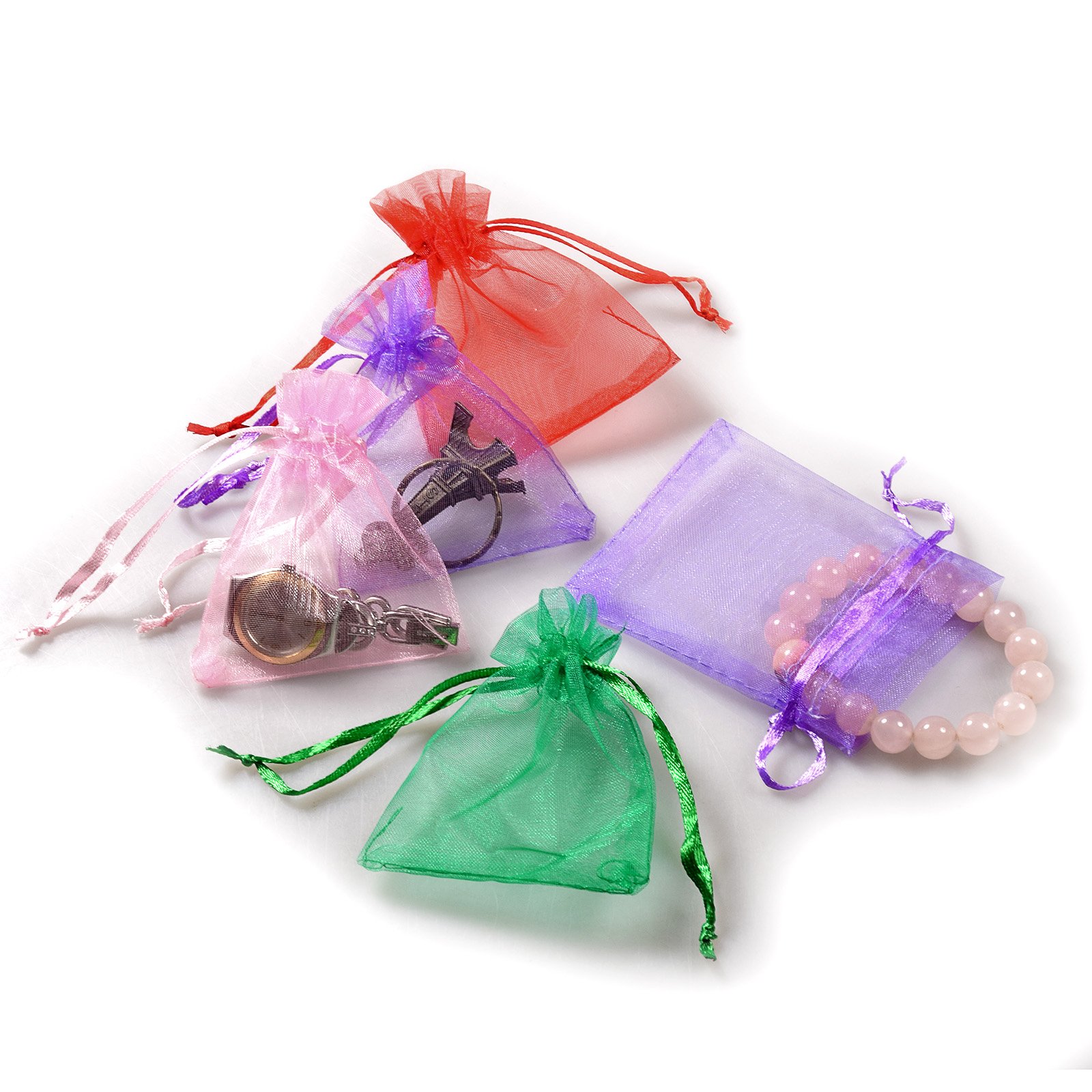 JZK 50 x Rosa 7x9cm sacchetti coulisse organza portaconfetti