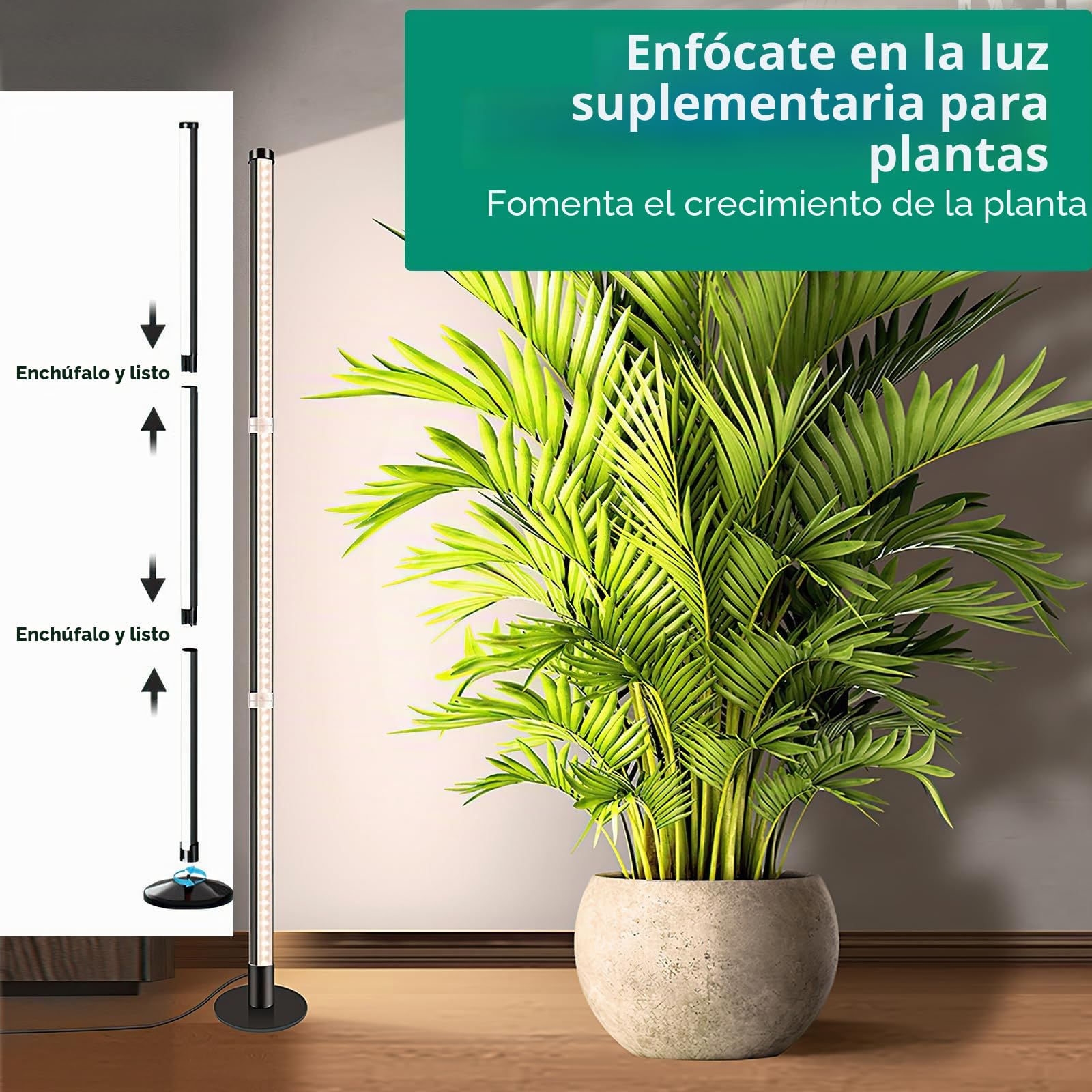 Lámpara de Planta,Luz LED para plantas con temporizador, 3 modos de iluminación, para colgar o colocar de pie
