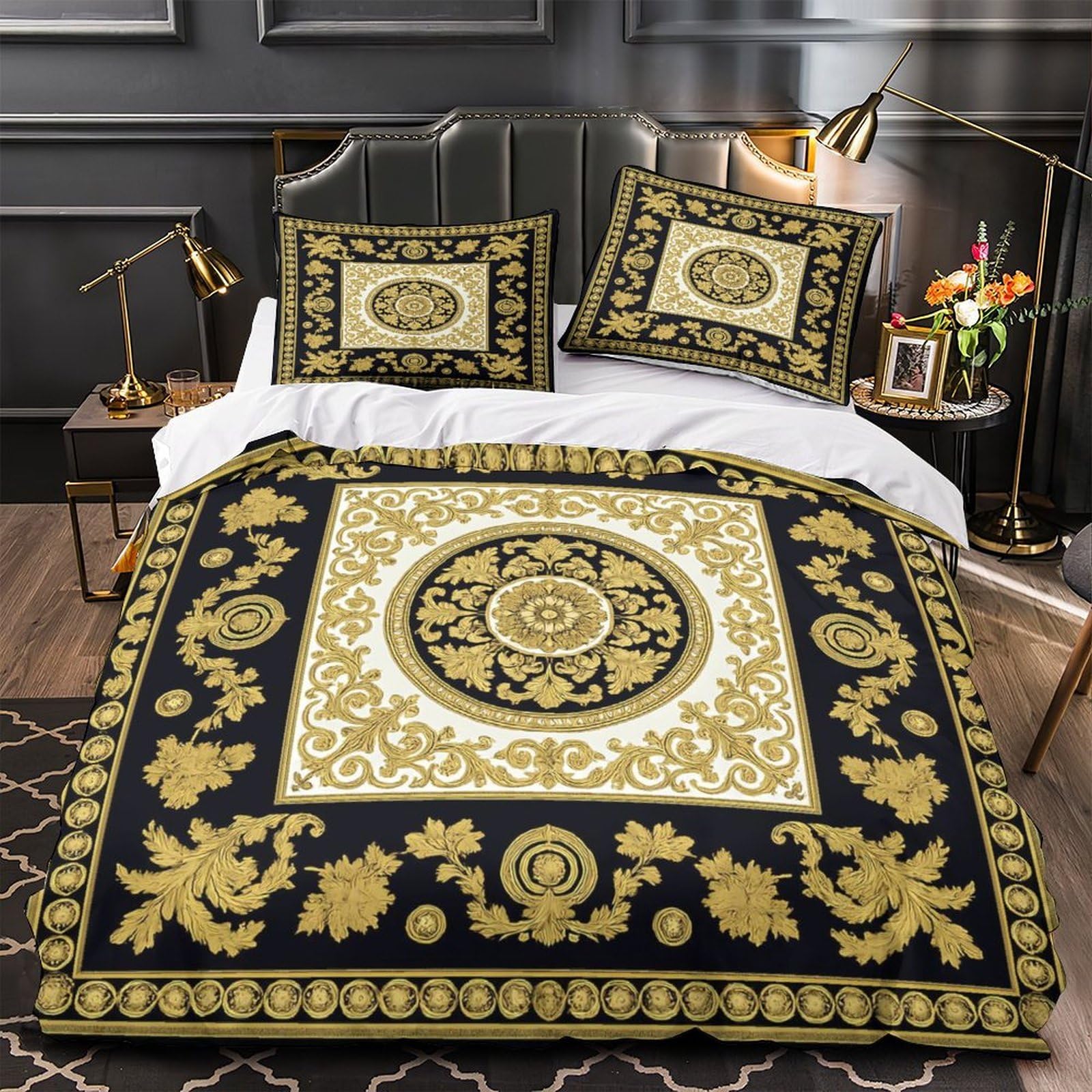Parure de lit baroque pour chambre de fille avec housse de couette 3D