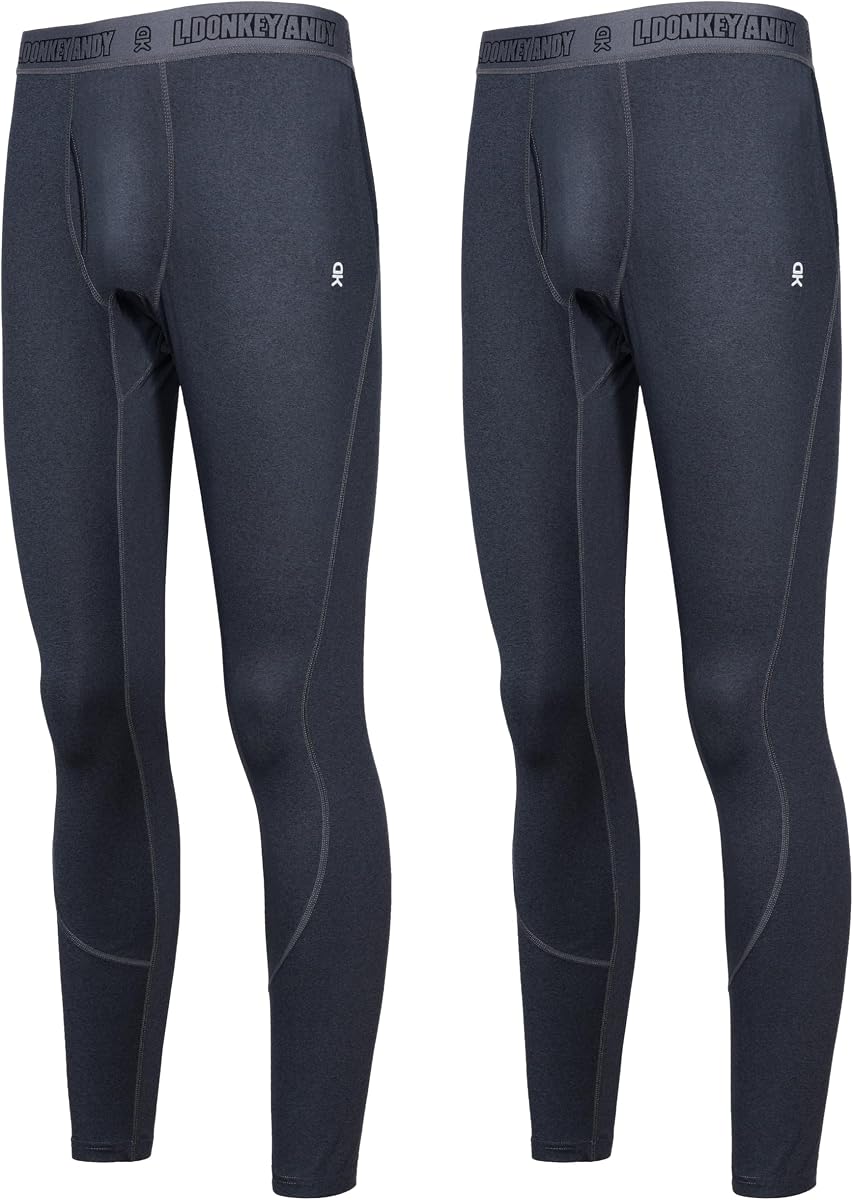 Little Donkey Andy Conjunto de ropa interior térmica para hombre, capa base de alto rendimiento, calzoncillos largos activos con bragueta