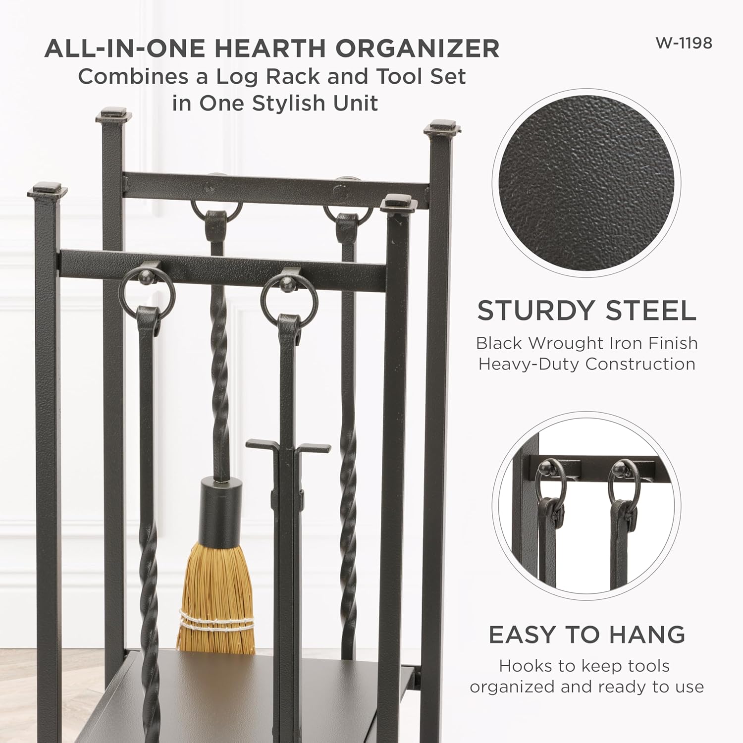 UniFlame Olde World Iron Firewood Log Rack with Tools