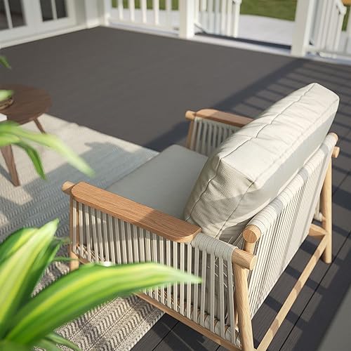 Miniatura 8 de Acanva Moderno sofá de aluminio para todo tipo de clima para patio al aire libre con cojines gruesos, tela de olefina, muebles de patio trasero,