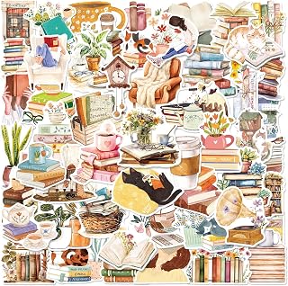 Booppyy 50pcs Aesthetic Bookish Stickers for Readers - Waterproof Vinyl Decals for Kindle, Laptop, Water Bottles, Journals