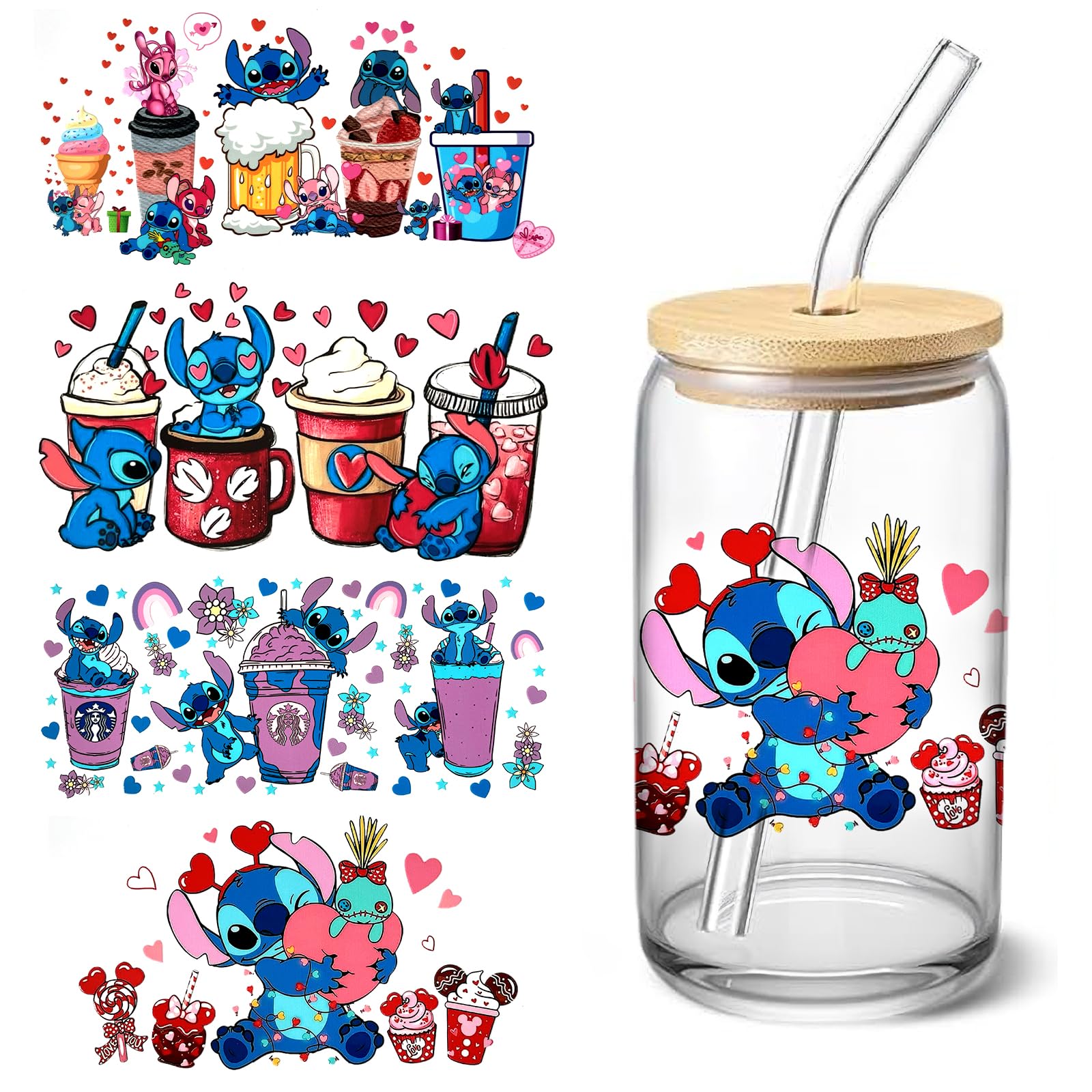 6 Feuilles De Transferts UV DTF Pour Verre – Motif Crâne, Autocollants à Frotter (9x4.3 Pouces)