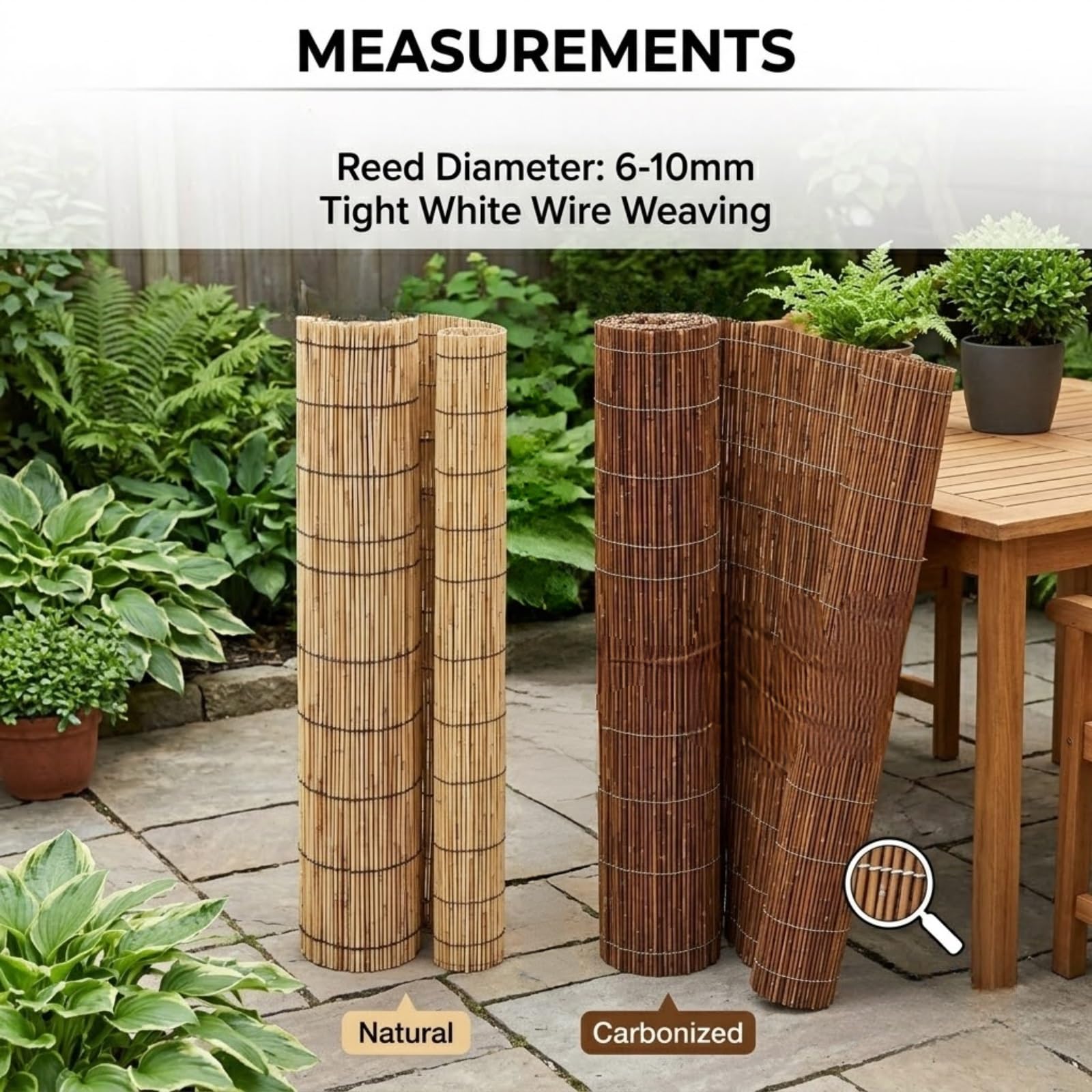 Canisse en Roseau Naturel 100x500cm Brise Vue Roseau Occultation pour Jardin Terrasse Balcon Canisse en Roseau Protection Regards et Vent Natte Naturelle Facile à Monter(Nature,122x305cm(4x10ft))