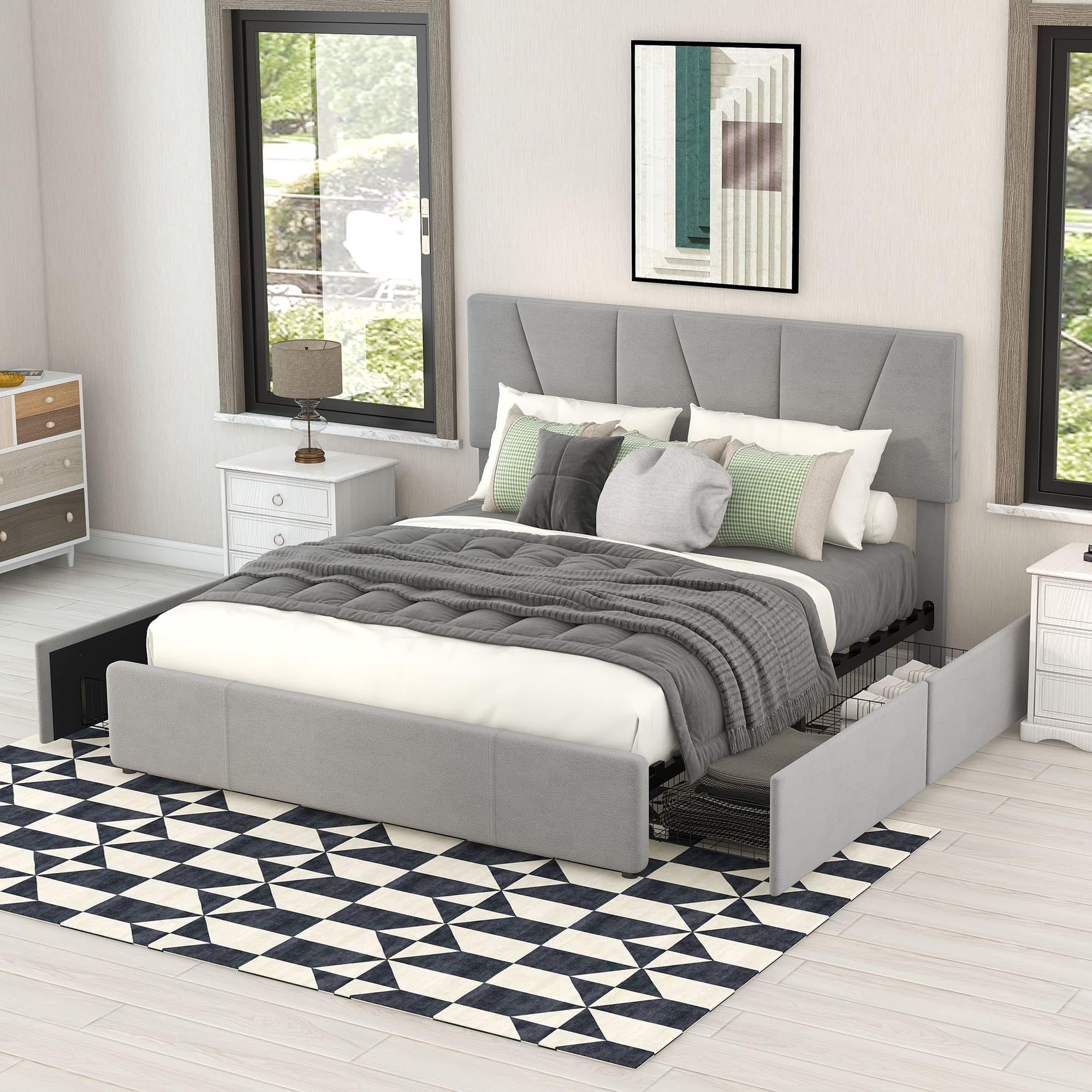 Letto Matrimoniale Imbottito 140x200 Cm In Velluto Grigio Con Testiera E Rete A Doghe - Struttura Robusta, Portata 300 Kg