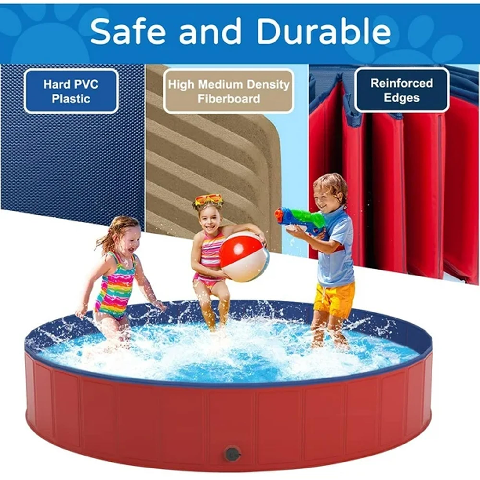 Kidology 4-in-1 Foldable Kids Pool - Ball Pit, Sandbox & Toy Storage Durable & Portable Outdoor/Indoor Activity Pool Ball Pit Structure for Toddlers & Kids - Balls Not Included (Red, 80 * 20Cm) - Image 6 thumbnail