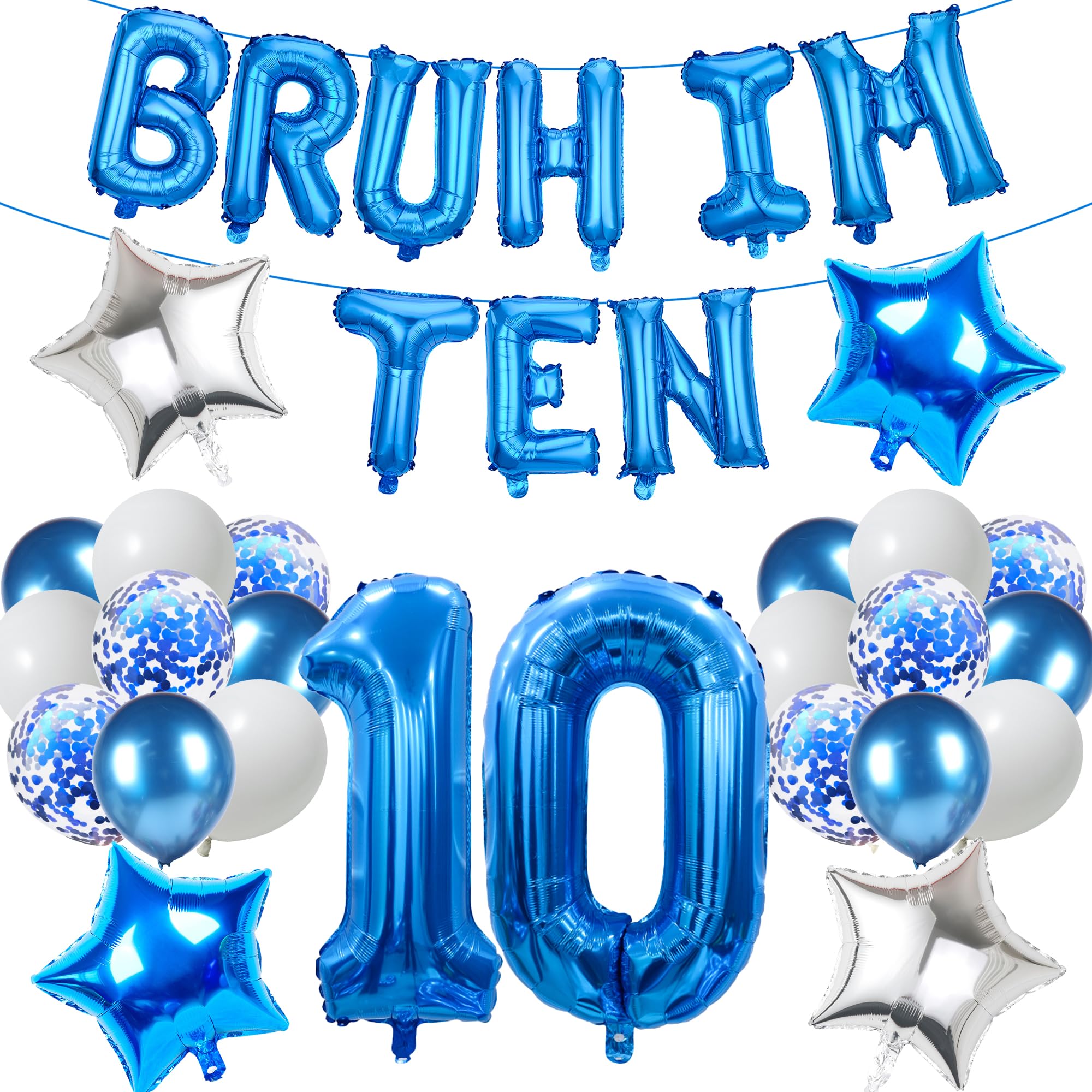 10th Birthday Decoration Balloon Boys - 33 PC Blue 10th Birthday Set