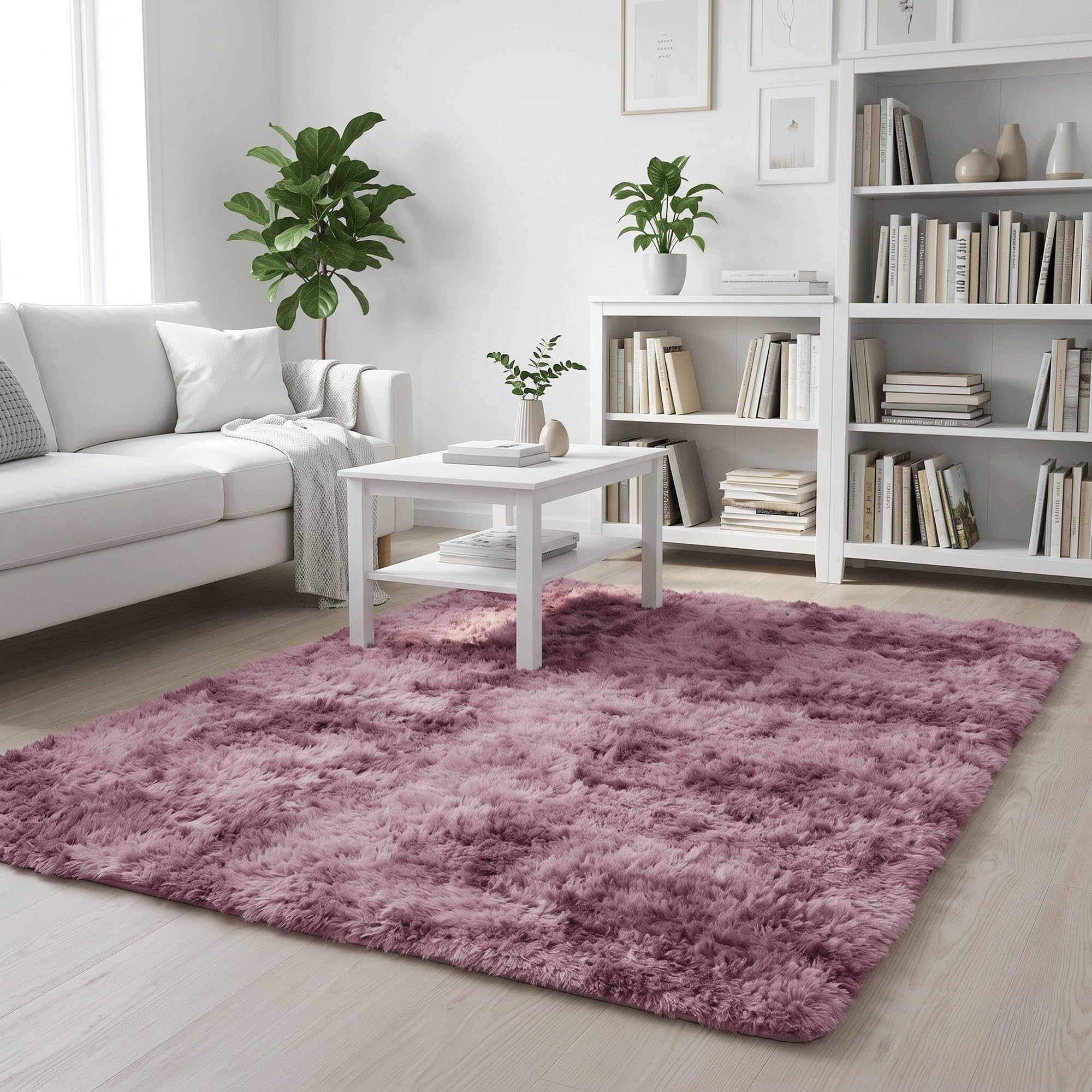 Pergamon Fluffy Shaggy Teppich Altrosa – Hochflor Teppich extra weich, moderner Wohnzimmer Teppich, kuschelig & pflegeleicht