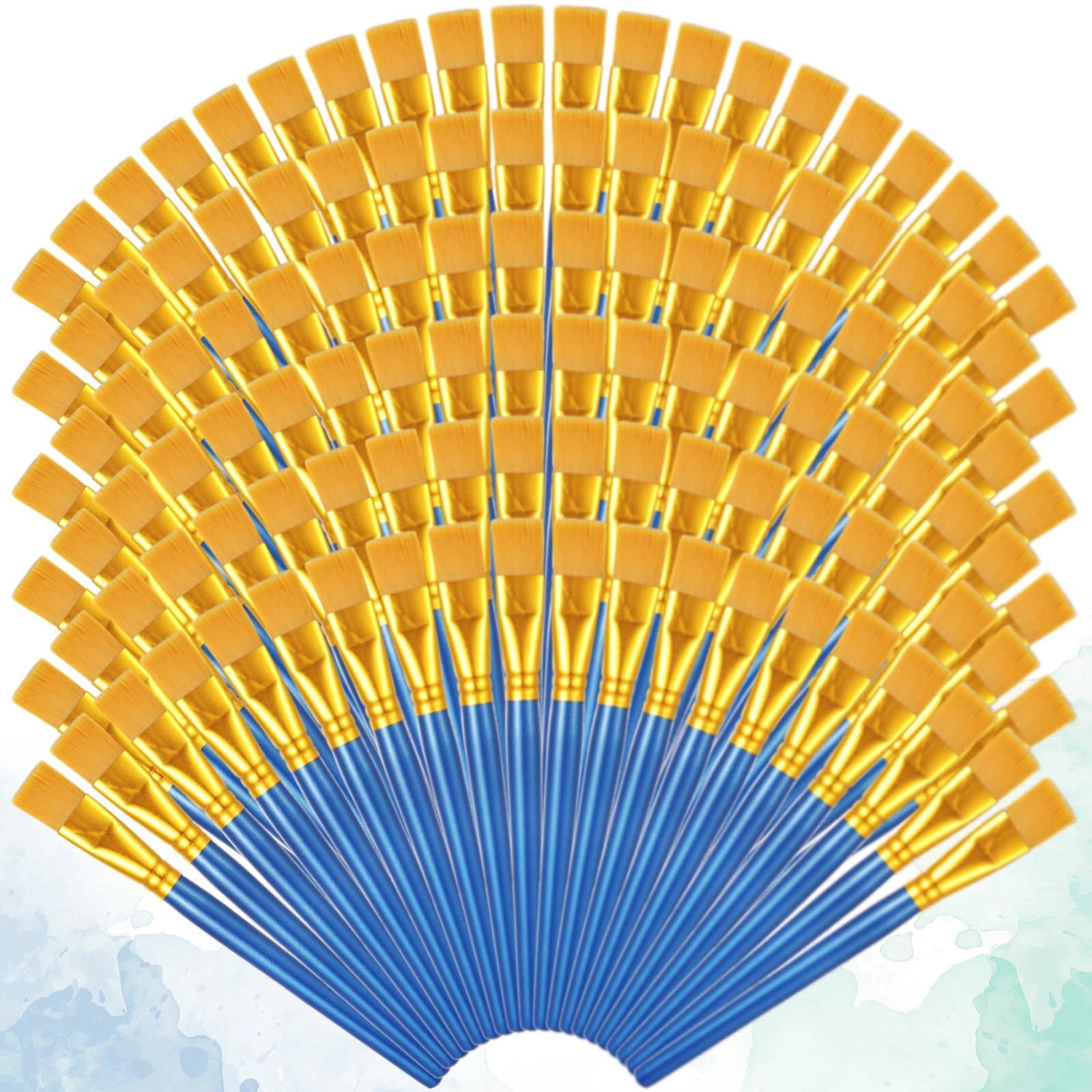 120 pinceles planos de pintura acrílica de acuarela con asas de madera, pinceles grandes de nailon sintético para pintura al óleo para manualidades