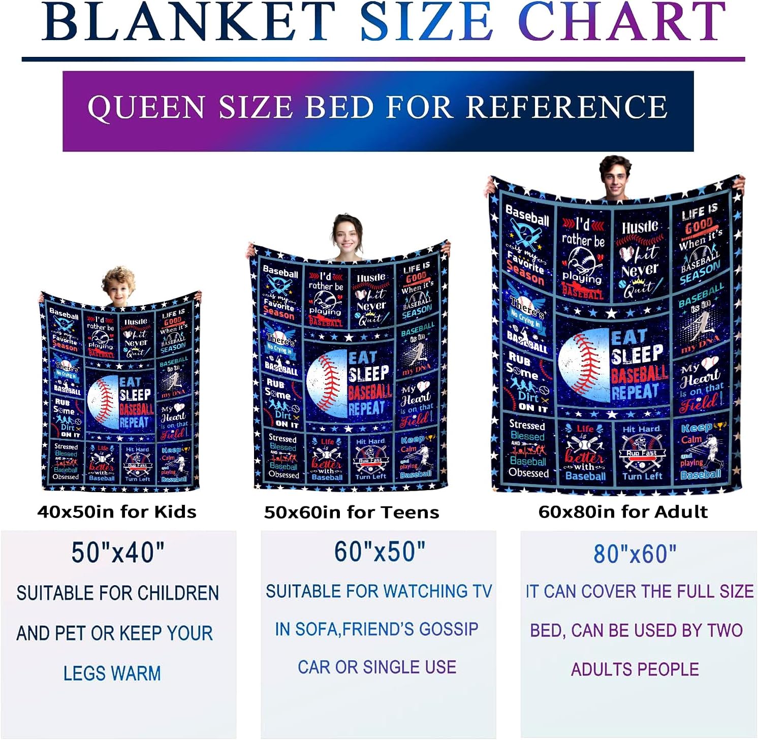 Baseball Blanket Gifts for Boys Kids Men Adults,Outdoor Baseball Stuff Baseball Throw Blanket Coach Gifts for Baseball Player Baseball Lover Team 50"x40" - Image 7