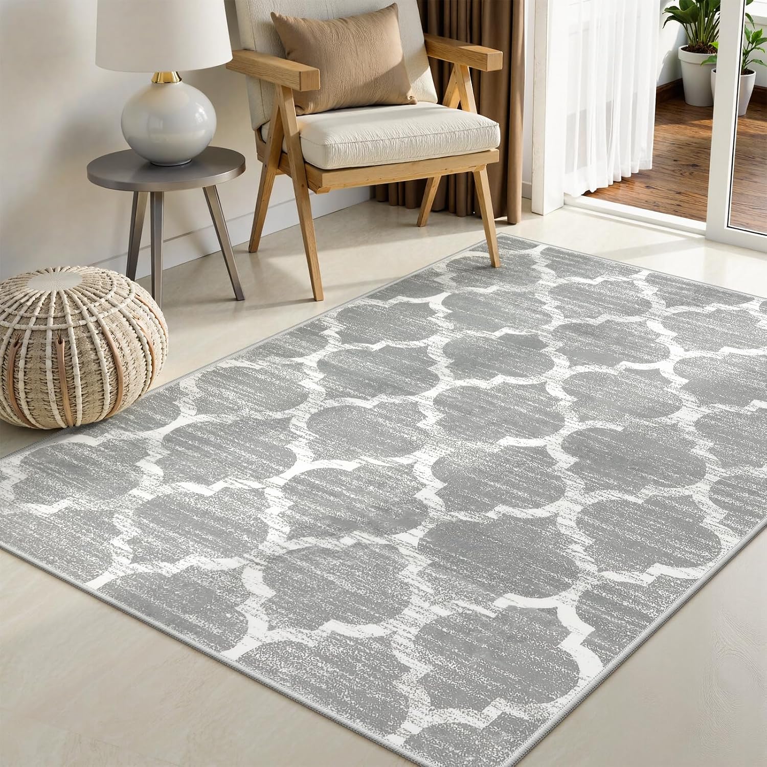 Lahome Moroccan Gray 3x5 Area Rug for Bedroom and Entryway image 4