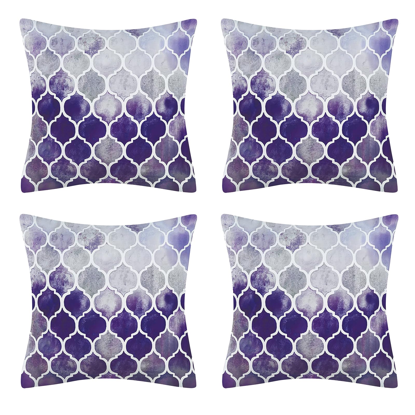 Vgzsyomqib Purple Geometric Cushion Covers 45 x 45 cm Soft Moroccan Style Cushion Cover Velvet Polyester Modern Decorative Ombre Throw Pillow Covers for Indoor Home Sofa Bed Set of 4