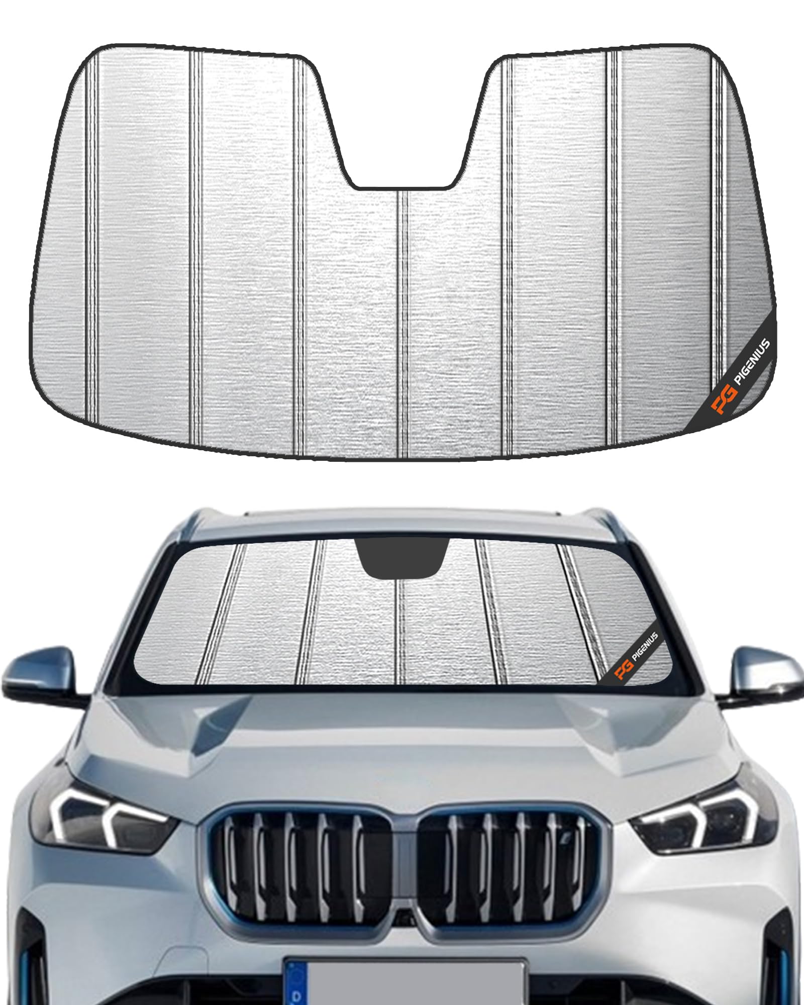 Windshield Sun Shade for BMW X1 (F48) 2016-2022, Fits sDrive28i xDrive28i, Metallic Silve…