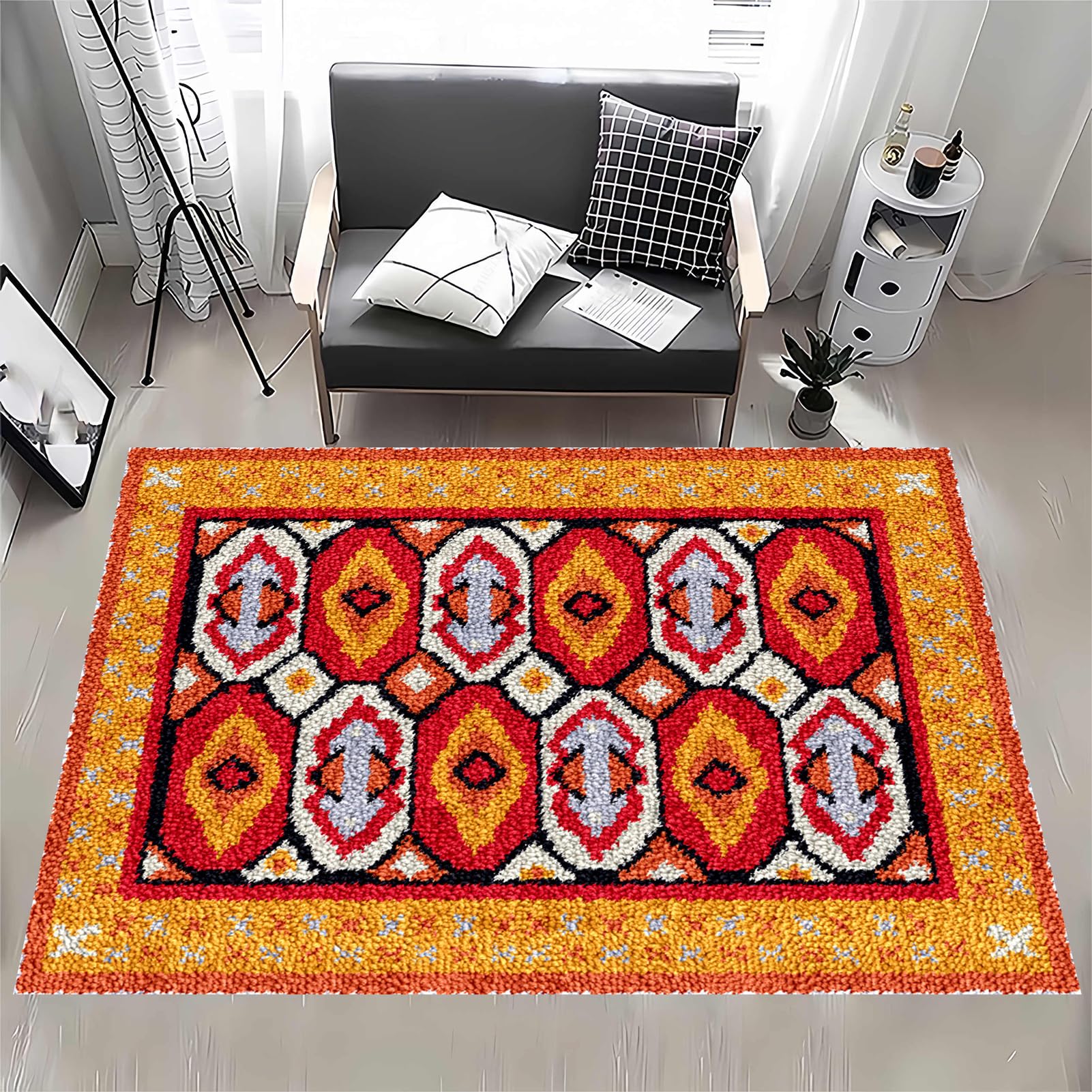 MXOUAJ Large Latch Hook Kits for Adults, Tapestry Kits Rug for Beginners, Latch Hook Rug Kits Embroidery Carpet, Rug Making Kit for Adults Beginners, Pre-Printed Pattern Rug Making Kit 90 x 120 cm