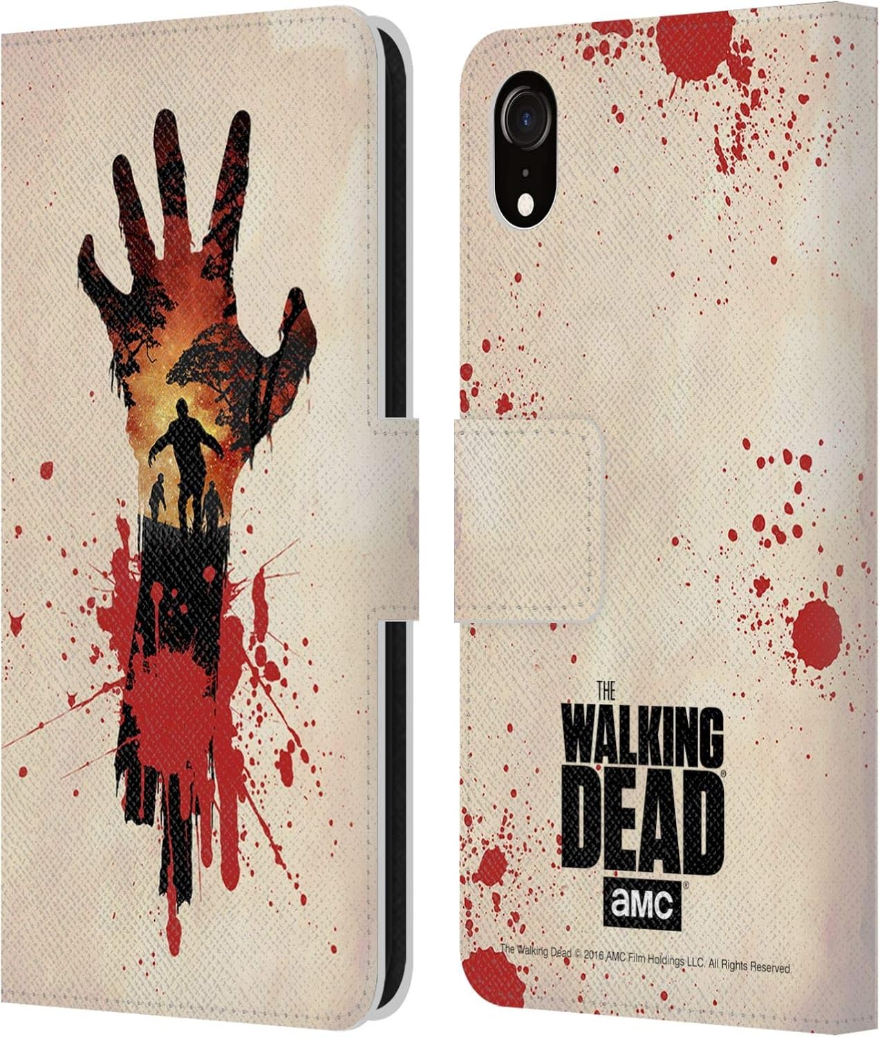 Head Case Designs Officially Licensed AMC The Walking Dead Skull Silhouettes Leather Wallet Case Compatible with Apple iPhone XR