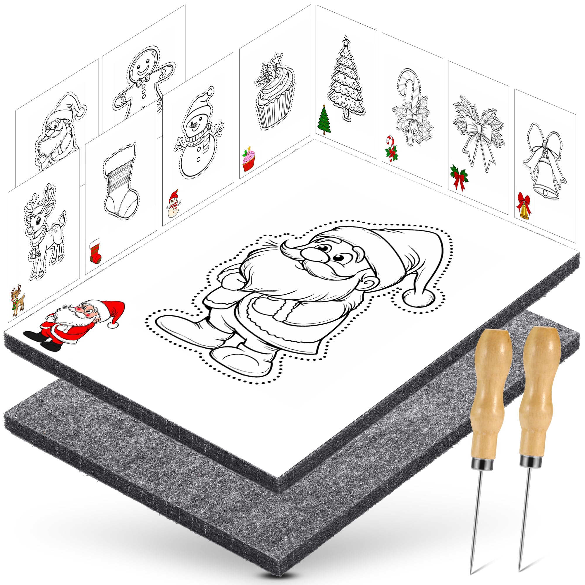 Kit Punteruolo Per Bambini - 10 Disegni Animali Con Feltro E Aghi Sicuri