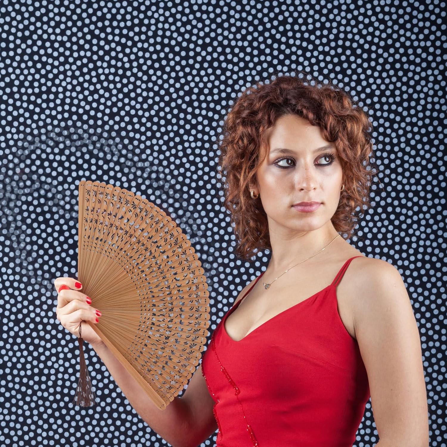 Healeved Wooden Folding Fan Handheld Chinese Vintage Hand Fan for Wedding Birthday Hanfu Party
