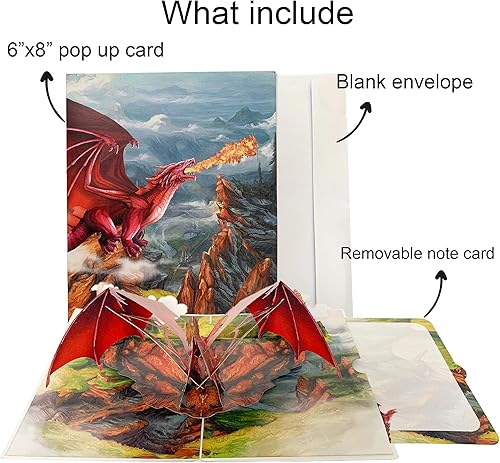 Miniatura 4 de By 22CRAFT - Tarjetas de cumpleaños desplegables de dragón para hombres, tarjeta de cumpleaños de marido de 6 x 8 pulgadas, tarjeta desplegable del