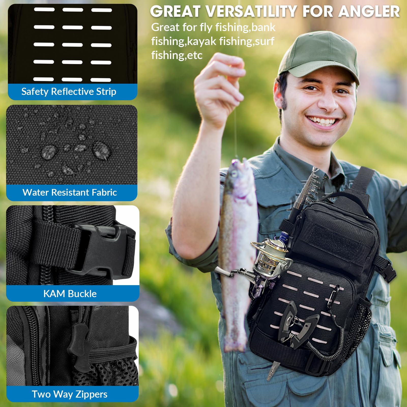 THKFISH Sac De Pêche Avec Boîtes, Sac De Pêche étanche Avec 1