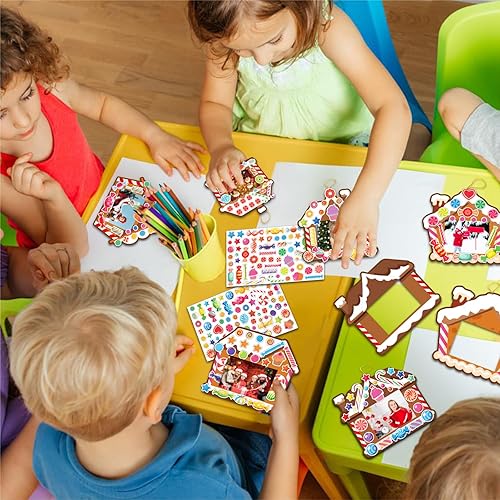 Miniatura 6 de Paquete de 30 marcos de fotos de Navidad DIY para niños, casa de jengibre de Navidad, marcos de fotos de caramelos, adornos para decoraciones de