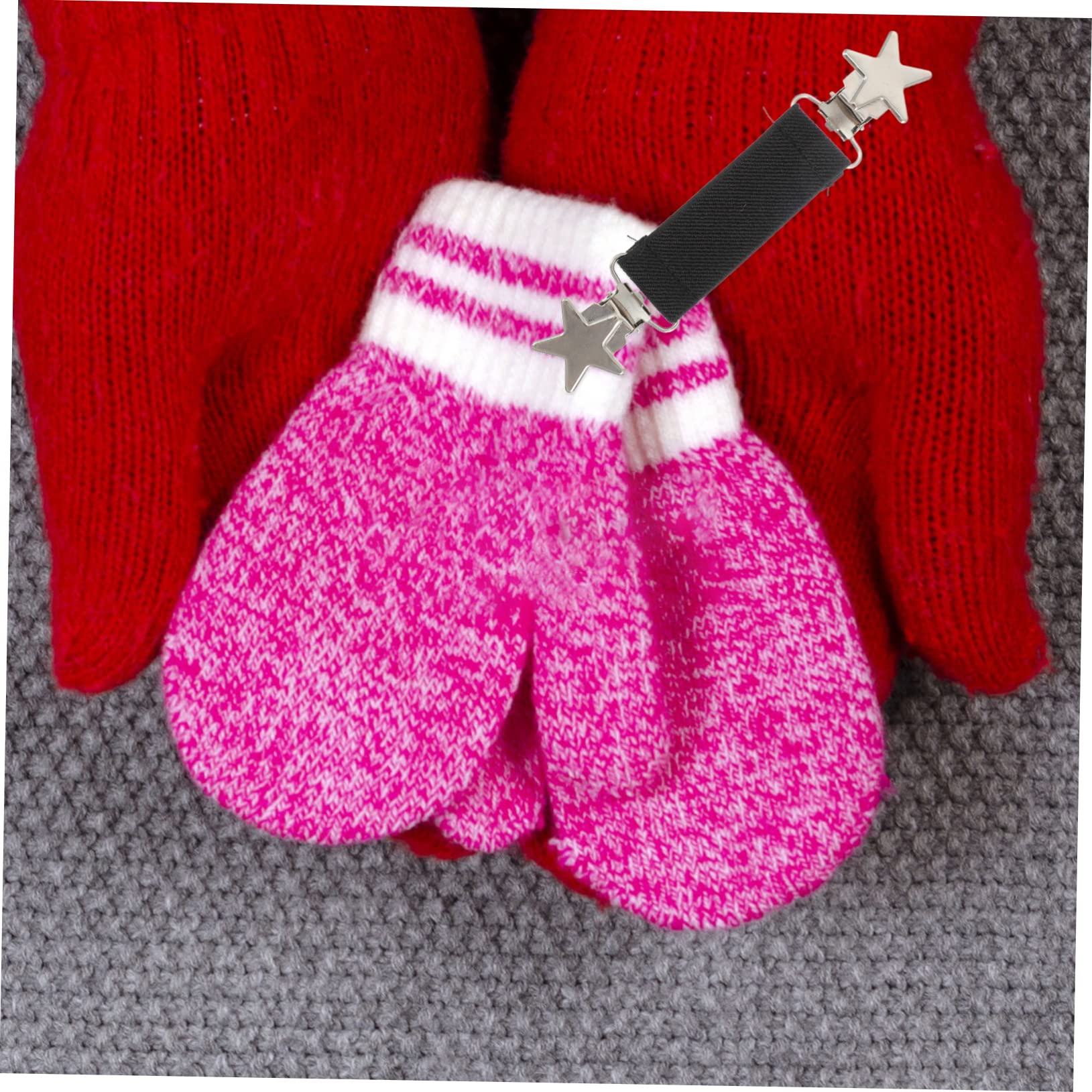 Handschuhclip Babyhandschuhe Mütze Fäustlinge Handwärmer Artikel Liner Fingerlos Elastischer Handschuhfänger Für Elastische Black Elastisches Gurtband 6st