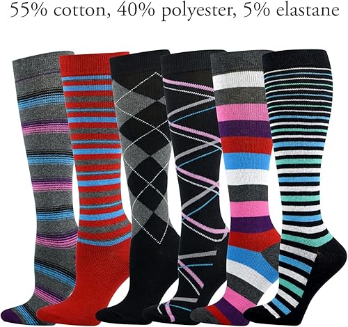 Miniatura 2 de Lavencious Calcetines de compresión 6 pares de 8-15 mmHg para mujer talla de zapato 6-10, tamaño de calcetín 9-11, 6 pares