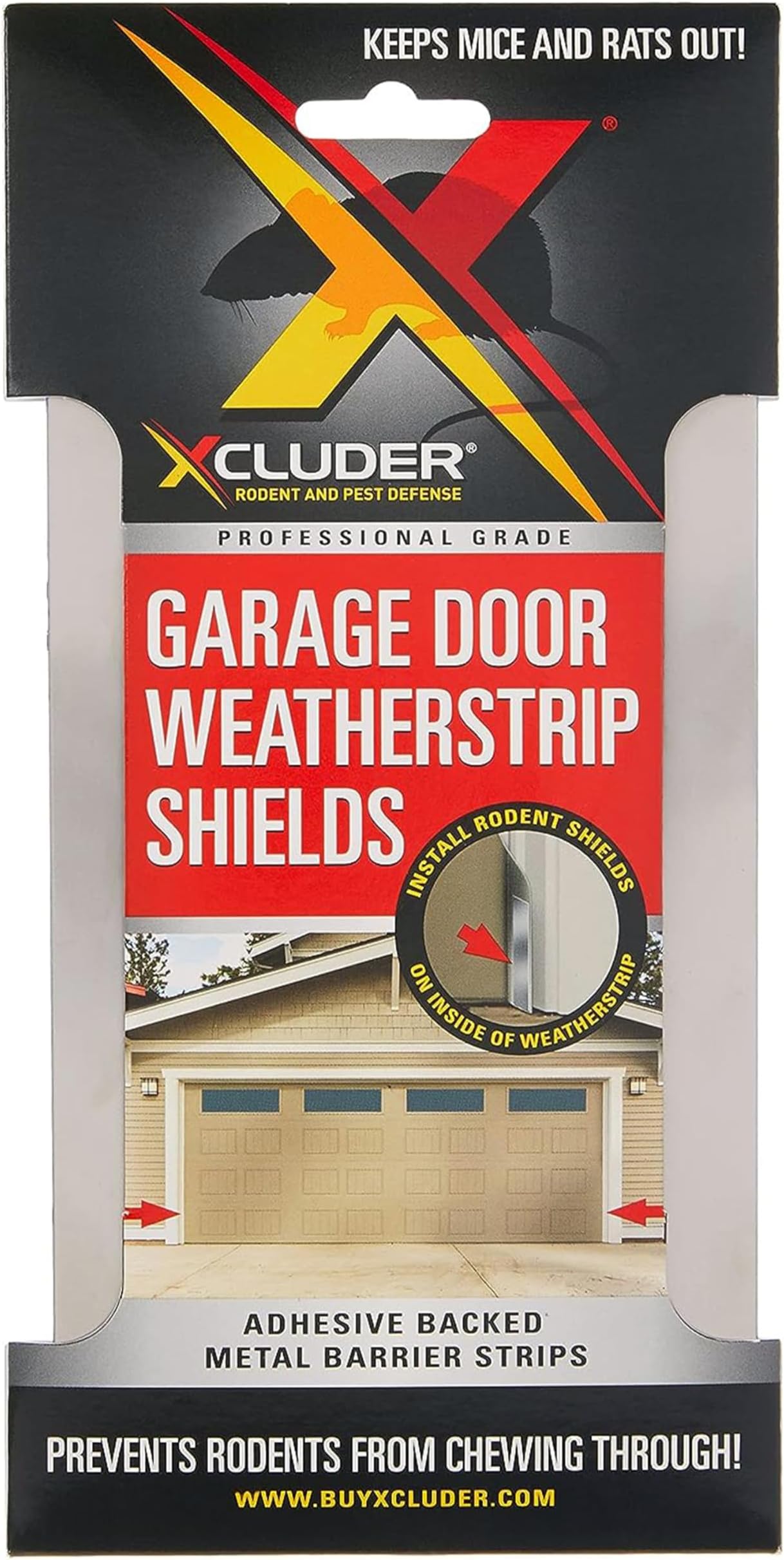 Xcluder Stainless Steel Garage Door Rodent Shield; 1 Door Kit with 8-inch Door Strips (Pack of 2); Keep Rats and Mice Out; Suitable for Residential and Commercial Use