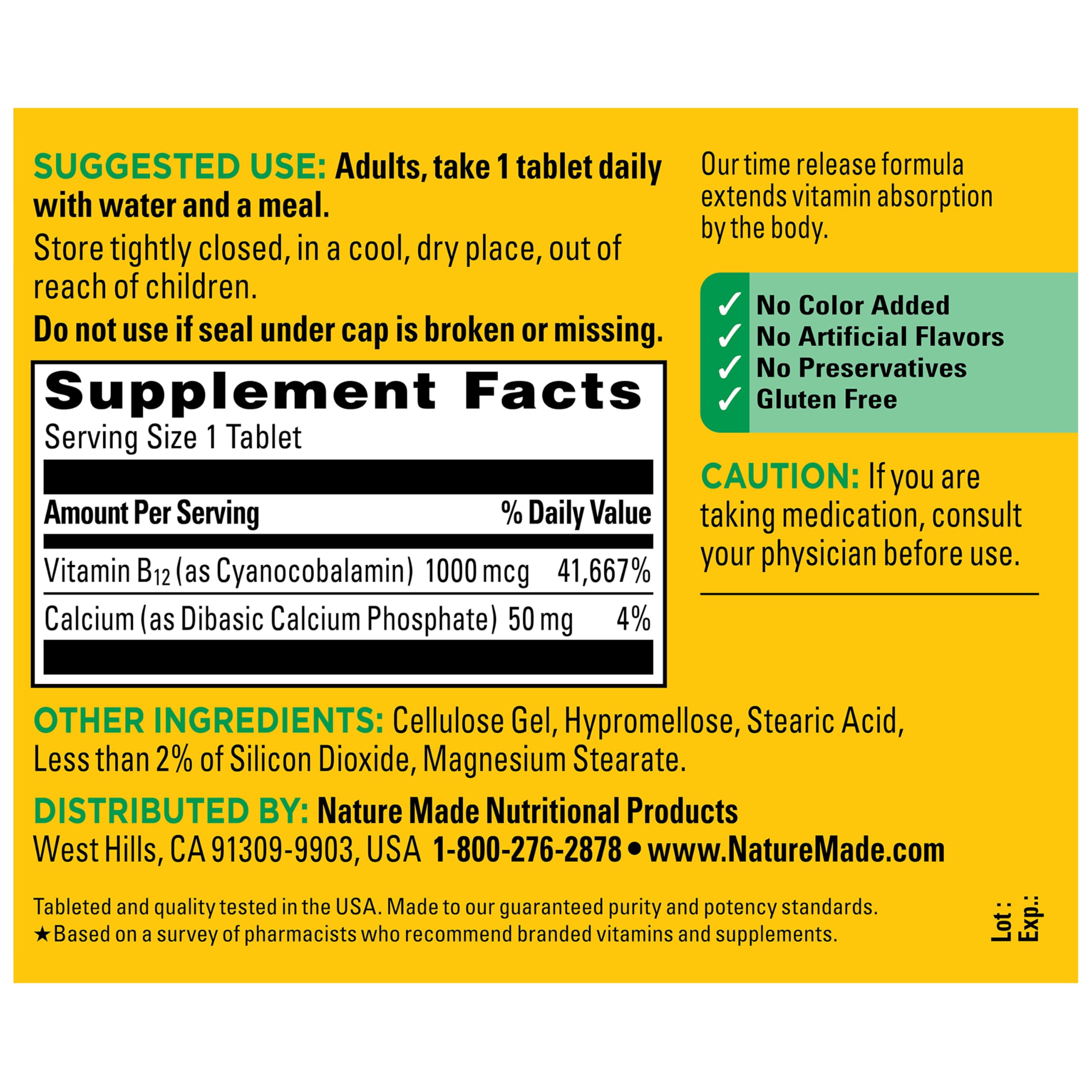 Nature Made Vitamin B12 1000 mcg Time Release Tablets, 160 Tablets — Amazon image 7