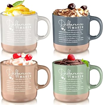 Didaey 4 Pcs Employee Appreciation Gifts Bulk Thank You Gifts Mugs Inspirational Ceramic Mug for Office Coworker Staff Team Back to SchoolBoho Colors,Difference Maker