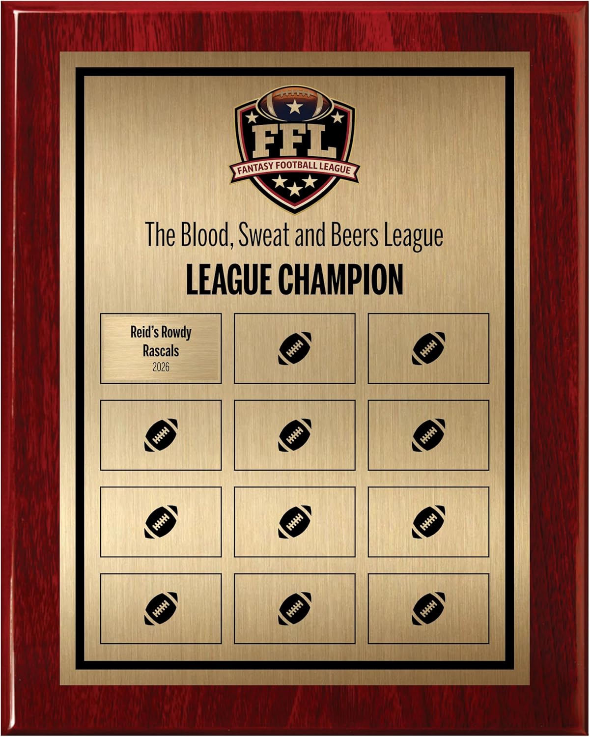 Fantasy Football Plaque with Customizable Plates - Perpetual League Trophy Personalized with Add on Plates - FFL Award for Winner - Customize Now!
