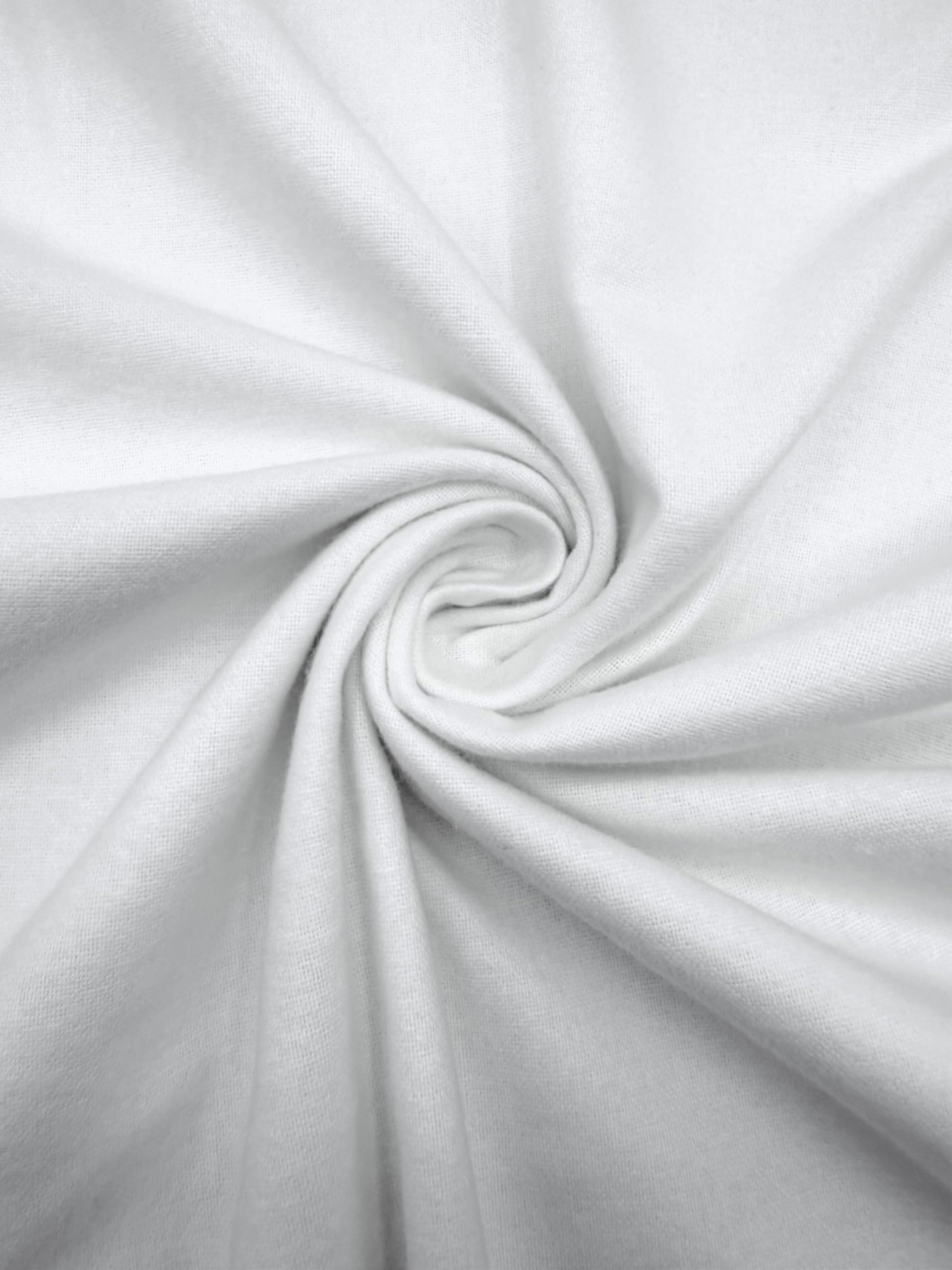 EOVEA - 100% Cotton Flannel Fabric by The Yard – Soft Brushed Flannel for Sewing, Quilting, PJ, Blankets & Crafts – Warm Breathable Cotton Fabric – 42 Inch Wide (White,1 Yard) - 1