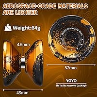 Vista 2 de C2 Yoyo de metal que no responde para adultos con kit de rodamientos de yoyo, 10 cuerdas de yoyo, estuche y guante, (negro dorado)