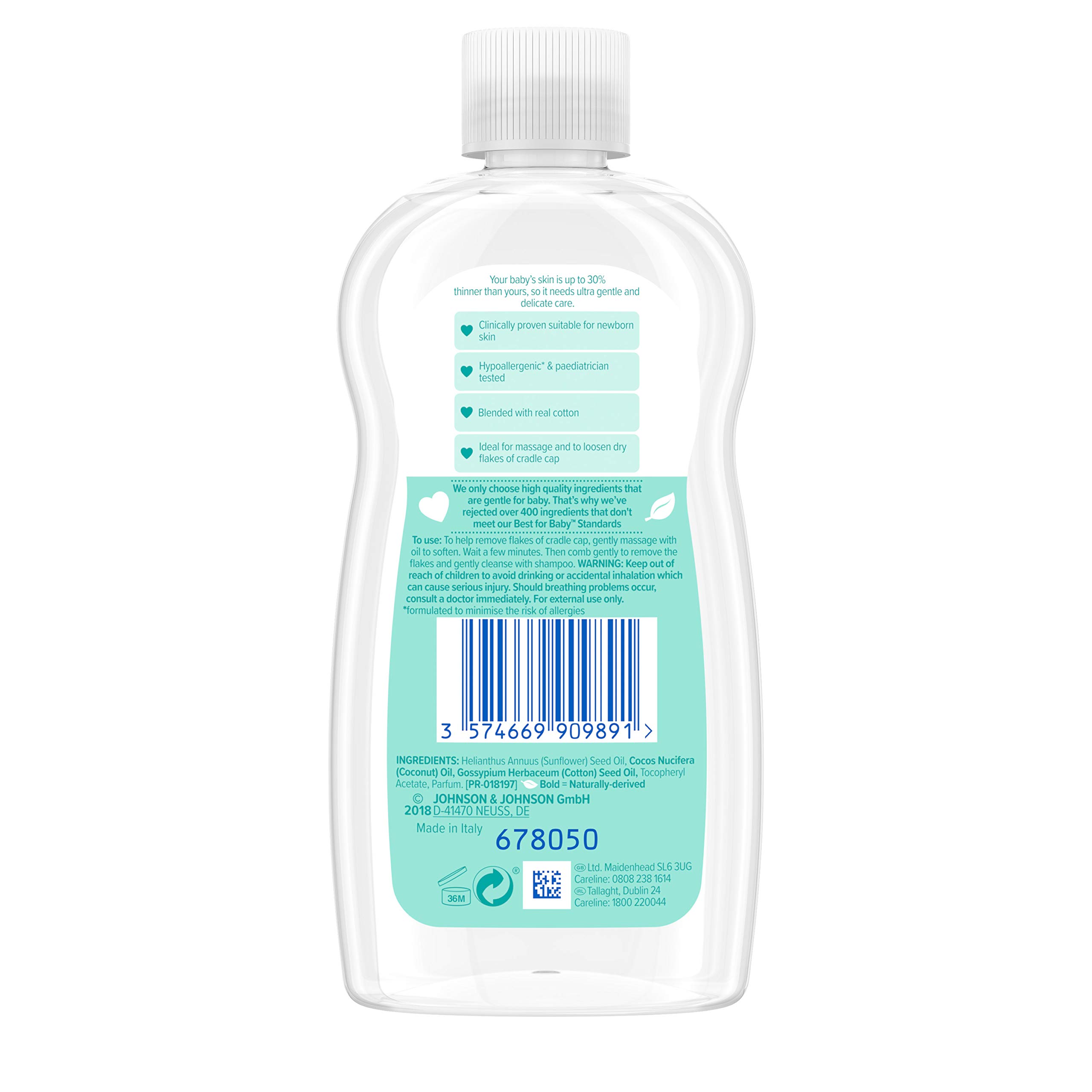 Johnson's Baby CottontouchTM Lot de 6 huiles pour cheveux et cuir chevelu 300 ml