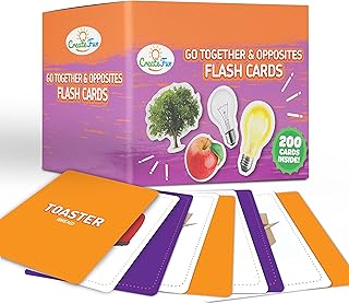 Go Together and Opposites Flash Cards Set - 200 Photo Cards with 7 Educational Language Matching Games for Speech Therapy, ESL, ELL, Dementia Activities for Seniors, Preschool Learning Activities